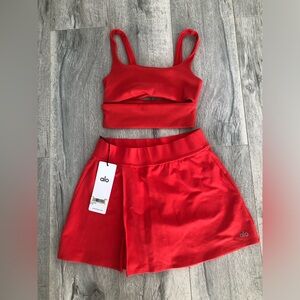 ALO Yoga Red Hot Summer Bra & Skort Set